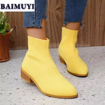 модные женские вязаные ботильоны с острым носком массивные туфли зима 2025 дизайнерские новые плетеные ботинки челси готические повседневные ботинки женские 36 чёрный