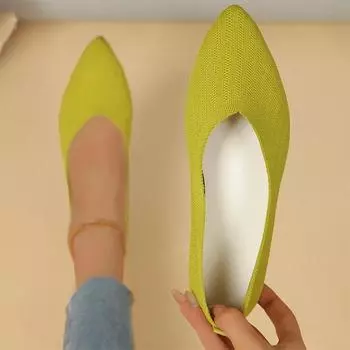 Модные женские вязаные туфли с острым носком на плоской подошве, повседневные туфли на плоской подошве, женские сандалии на осень 2024 года, новые удобные брендовые туфли Mujer 36 серый