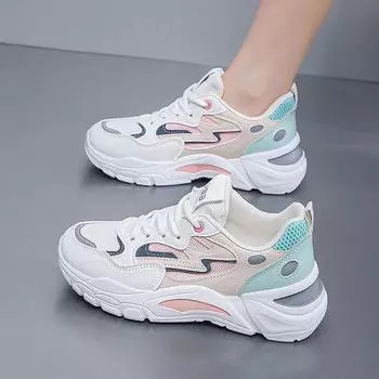 Модные женские высокие кроссовки Женская обувь на платформе Модные дышащие сетчатые толстые подошвы Женские повседневные кроссовки Женская дизайнерская обувь 35 белый