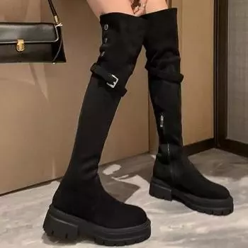 Модные женские высокие сапоги на платформе, замшевые модные туфли, женские трендовые ботинки челси, новые прогулочные теплые удобные женские готические мотоциклетные ботинки 34 бежевый