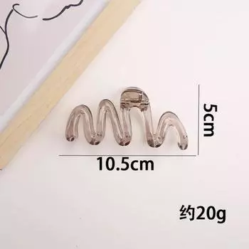 Модные женские заколки для волос Y2K с волнистыми линиями, глянцевые янтарно-коричневые, большие, легкие акриловые крабы для волос, элегантный и минималистичный головной убор