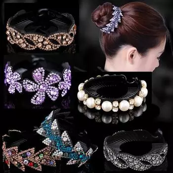 Модные женские заколки со стразами и жемчугом, цветок, хрустальная заколка для волос, когти, птичье гнездо, твист-клип