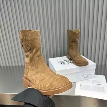 Модные женские замшевые ботильоны с острым носком на низком каблуке, дизайнерские ботинки для женщин 2024 года, популярный зимний новый стиль 35 верблюд