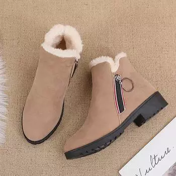 модные женские зимние ботинки для снега женские 2024 плюс бархатные толстые теплые хлопковые туфли женские модные повседневные ботильоны на танкетке Botas De Mujer 35 чёрный