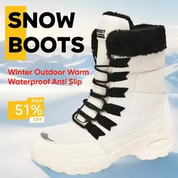 Модные женские зимние ботинки из хлопка, зимние теплые ботинки на толстой подошве со шнуровкой, удобные плюшевые водонепроницаемые нескользящие повседневные зимние ботинки 36 красный