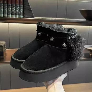 Модные женские зимние ботинки на среднем каблуке с европейским цветочным декором, толстая подошва, мягкие войлочные ботинки, зимние теплые удобные женские ботильоны 35 хаки