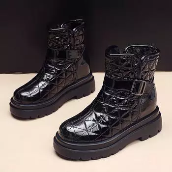 Модные женские зимние ботинки на толстой подошве, зимние теплые плюшевые ботинки 2024 года, горячая распродажа, однотонные, для отдыха на природе, модные женские повседневные удобные ботинки 35 бежевый