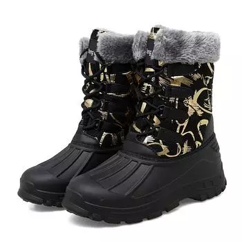 Модные женские зимние ботинки, зимняя теплая обувь, высокие повседневные толстые хлопковые водонепроницаемые ботинки на среднем каблуке 36 чёрный