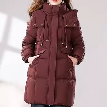 Модные женские зимние длинные пальто элегантные толстые теплые парки с капюшоном свободная верхняя одежда женские куртки M чёрный