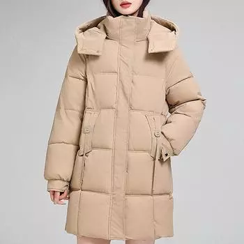 Модные женские зимние длинные пальто толстые теплые верхняя одежда с капюшоном свободные парки женские куртки M чёрный