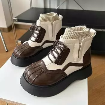 Модные женские зимние короткие ботинки челси в британском стиле, женские дизайнерские ботильоны с круглым носком из искусственной кожи на платформе 35 белый