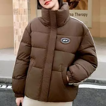 Модные женские зимние короткие парки с воротником-стойкой, толстые теплые, новые пальто с длинным рукавом, верхняя одежда, женские куртки L чёрный