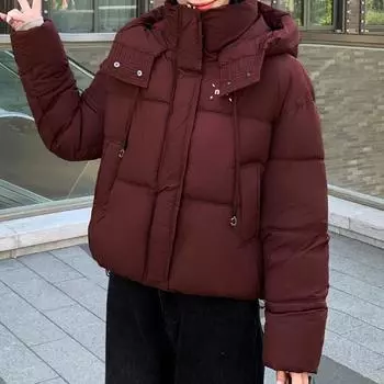 Модные женские зимние пальто 2024 года, элегантные короткие парки больших размеров, свободные, толстые, теплые, верхняя одежда, женские куртки M чёрный