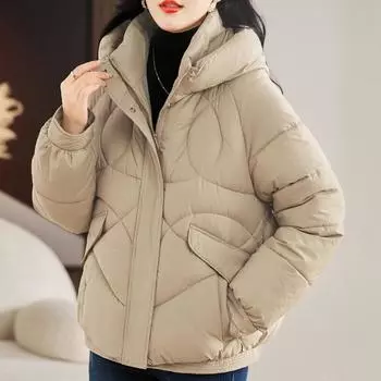 Модные женские зимние пальто с капюшоном, свободные толстые теплые куртки для женщин, парка M чёрный