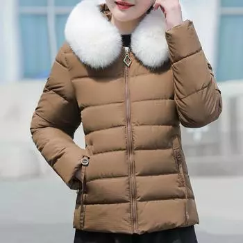 Модные женские зимние пальто с капюшоном, верхняя одежда с воротником из искусственного меха, женские куртки, толстые, теплые, элегантные, короткие парки L чёрный