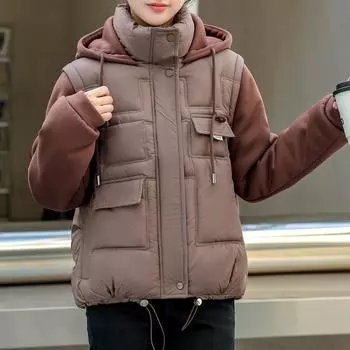 Модные женские зимние пальто с капюшоном и длинным рукавом, повседневные свободные толстые теплые короткие парки, женские куртки L чёрный