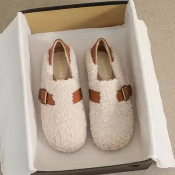 Модные женские зимние плюшевые туфли на плоской подошве для отдыха на природе, зимние сапоги, модные мокасины с круглым носком, теплые меховые туфли Мэри Джейн, большой размер 41-43 35 чёрный