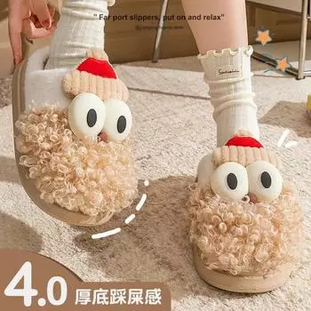 Модные женские зимние рождественские хлопковые тапочки для пар, удобные нескользящие мягкие домашние тапочки для женщин, толстые плюшевые теплые домашние тапочки 36-37 розовый