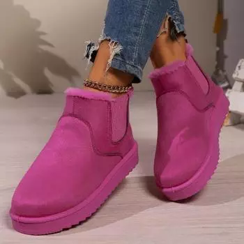 Модные женские зимние сапоги большого размера 2024 года, новые утолщенные и флисовые зимние модные теплые ботильоны без застежек из хлопка 36