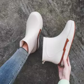 Модные женские зимние сапоги для дождя, зимние теплые женские водонепроницаемые нескользящие резиновые дождевые туфли, женская модная женская дождевая обувь 35