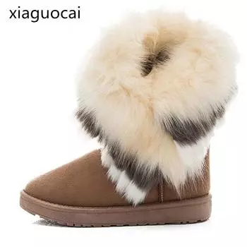 Модные женские зимние сапоги из искусственного меха, Австралия, с круглым носком, с мехом по щиколотку, женские зимние сапоги, симпатичные студенческие сапоги Z463 35 5 зелёный