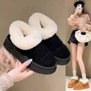 Модные женские зимние сапоги на плоской подошве, стильные и удобные сапоги, женская обувь с круглым носком, зимняя обувь, дизайнерские женские тенденции 2024 года 35 чёрный