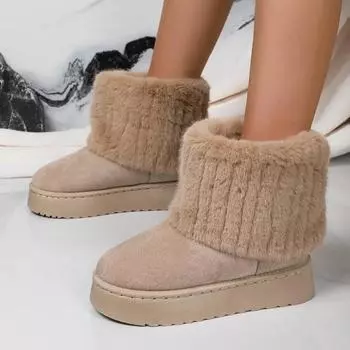Модные женские зимние сапоги, новые зимние теплые утолщенные круглые носки и женские сапоги для улицы, нескользящие плюшевые хлопковые туфли 36