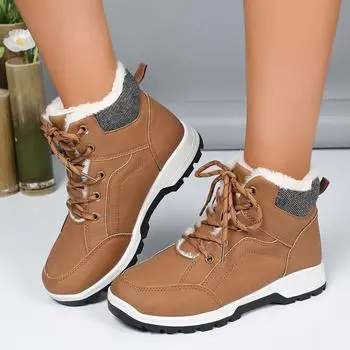 Модные женские зимние сапоги, зимние новые нескользящие сапоги на платформе, женские меховые теплые водонепроницаемые модные туфли для женщин Zapatos De Mujer 36 чёрный