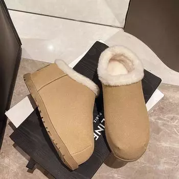 Модные женские зимние сапоги, зимние новые замшевые ботинки с круглой головкой внутри, удобные хлопковые туфли на плоской подошве 35 хаки