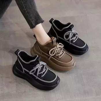 Модные женские зимние теплые хлопковые ботинки, женские повседневные спортивные туфли для скейтбординга на платформе, женские удобные теплые плюшевые ботильоны 2024 35 чёрный