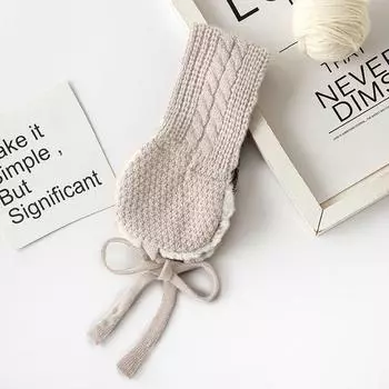 Модные женские зимние теплые плюшевые наушники, теплые однотонные вязаные женские плюшевые наушники коричневый