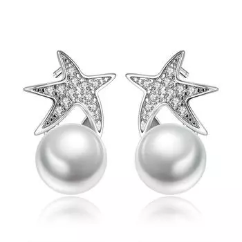 Модные женственные серьги-гвоздики с морскими звездами, простые жемчужные серьги, корейская версия, модные аксессуары