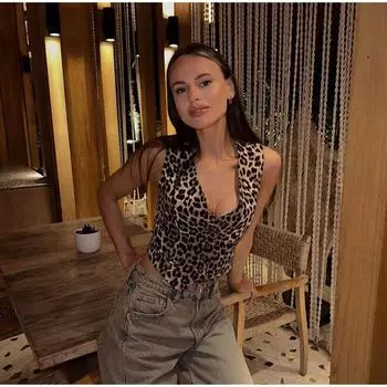 Модные жилеты без рукавов с леопардовым принтом для женщин, элегантные однобортные жилеты с V-образным вырезом, шикарные укороченные топы для офисных леди S цветной печати леопарда