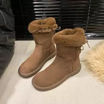 Модные зимние бархатные теплые сапоги на платформе для женщин, дизайнерская мягкая подошва для женщин из хлопка, модные нескользящие женские ботильоны 35