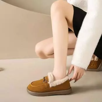 модные зимние ботильоны из бархата, женские мокасины, уличные теплые хлопковые туфли из флока, мягкие женские туфли 35 чёрный