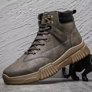 Модные зимние ботильоны мужские повседневные туфли на открытом воздухе осенние ПУ кожаные водонепроницаемые рабочие инструменты мужские ботинки на платформе Botas 39 абрикосовый
