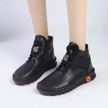 Модные зимние ботильоны на меху женские сапоги ручная работа нитки мама хлопок обувь для женщин 2024 новые водонепроницаемые короткие зимние сапоги 35 бежевый