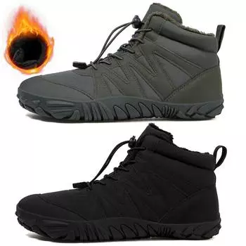 Модные зимние ботинки 2024 года для мужчин, повседневная обувь для босых ног, рабочая обувь для улицы, женские теплые меховые мужские ботинки по щиколотку, мужские зимние ботинки больших размеров 36 чёрный