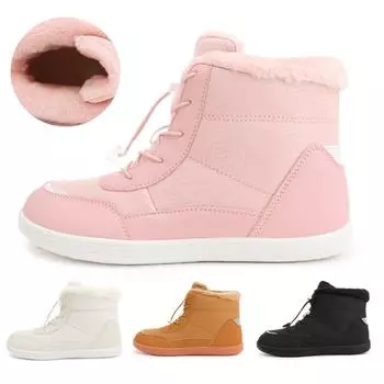 Модные зимние ботинки для босых ног, женские зимние ботинки для снега, мягкие теплые ботинки до щиколотки, нескользящие водонепроницаемые походные ботинки большого размера 36