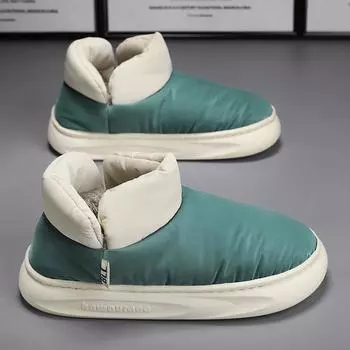 Модные зимние ботинки для мужчин, нескользящие зимние толстые тапочки на платформе для женщин, меховые теплые мужские хлопковые туфли Botas De Mujer 36-37 чёрный