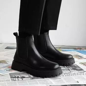 Модные зимние ботинки для мужчин, удобные ретро-ботинки, нескользящие кожаные мужские ботинки, ботинки с мехом, мужские кроссовки, большой размер 38-48 38 чёрный