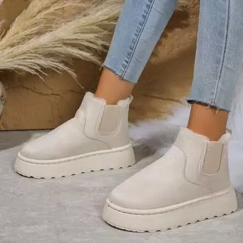 Модные зимние ботинки для снега, женские новые резиновые ботинки на толстой подошве для комфорта на открытом воздухе, теплая обувь из хлопка для ходьбы, модная женская обувь 36 красный