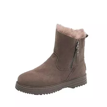 Модные зимние ботинки для женщин 2024 года, толстые плюшевые теплые зимние ботинки, женские удобные уличные ботинки на молнии, повседневная женская обувь из хлопка 35 чёрный