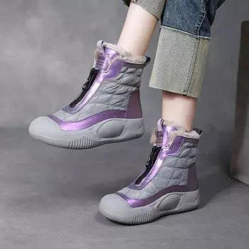 Модные зимние ботинки Johnature, женские плюшевые туфли на плоской подошве разных цветов, повседневные теплые универсальные короткие ботинки на мягкой подошве 35 бежевый