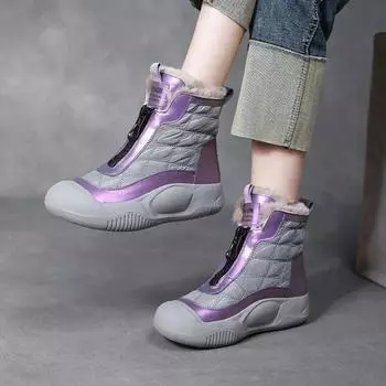 Модные зимние ботинки Johnature, женские плюшевые туфли на плоской подошве разных цветов, повседневные теплые универсальные короткие ботинки на мягкой подошве 35 бежевый