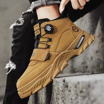 Модные зимние ботинки Мотоциклетные ботинки Взрывной стиль Бархатные утолщенные шнурки Сохраняют тепло LEOSOXS Модная классическая зимняя обувь Новый стиль 39 жёлтый