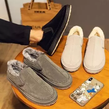 Модные зимние ботинки мужские 2024 года, новый стиль, плюс бархат, тепло и толстые, с низким вырезом, нескользящие и водонепроницаемые зимние ботинки для мужчин, модная повседневная обувь 39 бежевый