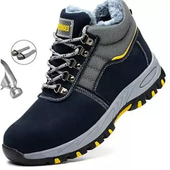 Модные зимние ботинки мужские стальные защитные ботинки рабочая обувь мужские рабочие ботинки с защитой от проколов плюшевые теплые ботинки мужские 46