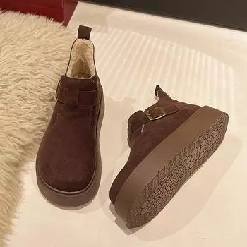 Модные зимние ботинки на платформе с ботильонами, женские замшевые мокасины, меховые хлопковые туфли, повседневные кроссовки, плюшевые, зима 2025, тренд, бег, теплые ботинки Mujer 35