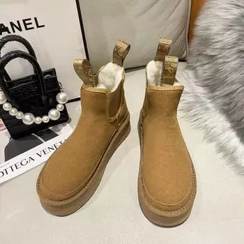 Модные зимние ботинки на плоской подошве с ботильонами, зимние женские туфли без застежек, распродажа 2024 года, высококачественные женские ботинки с круглым носком и низким каблуком 35 верблюд